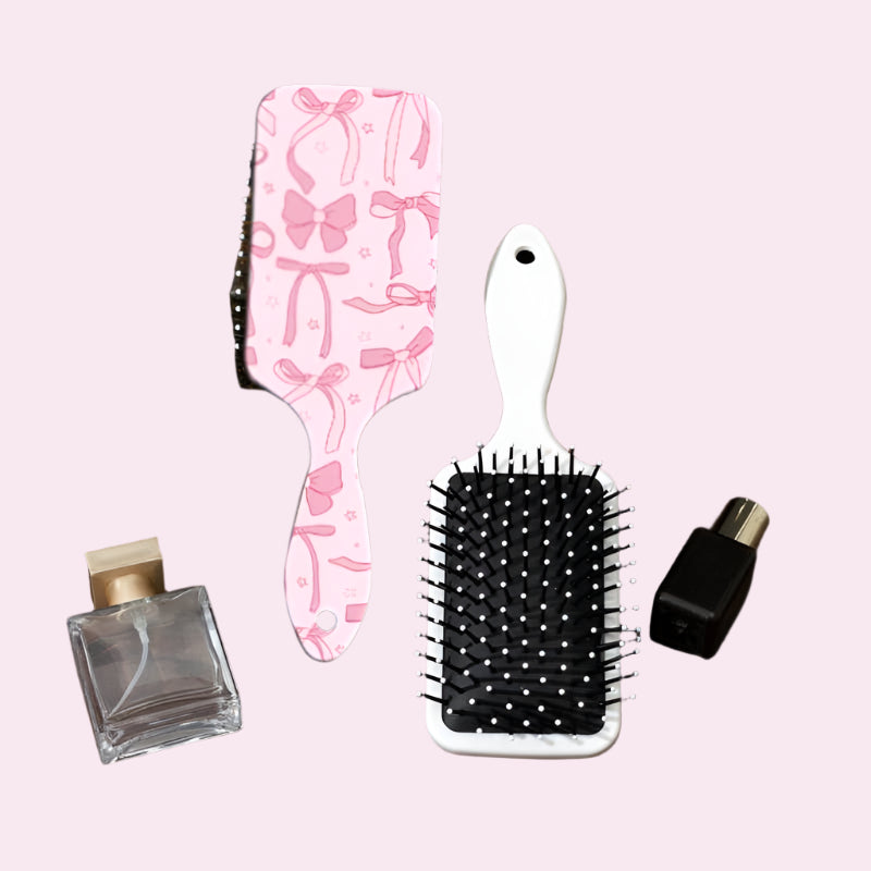 PADDLE HAIR BRUSH -pink Bow