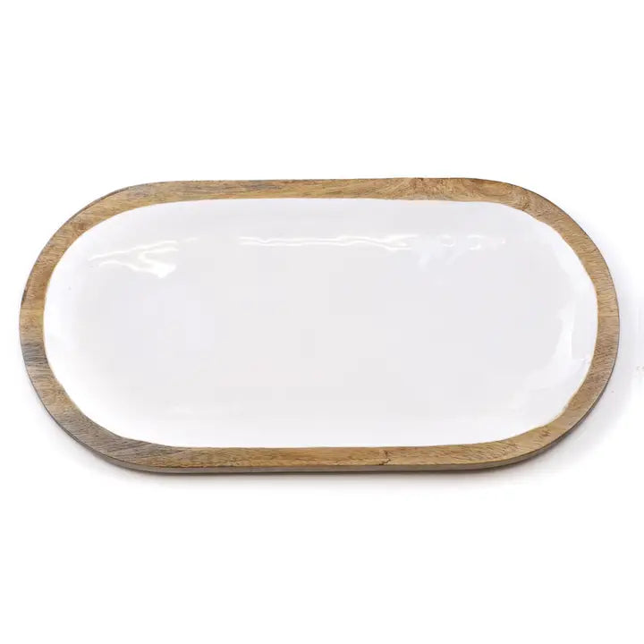 Mango Wood Serving Tray Natural/White