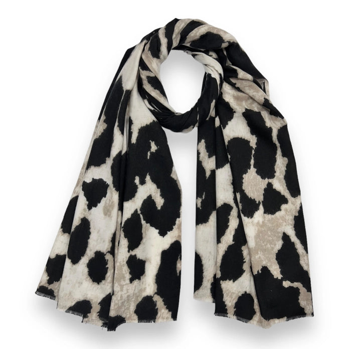 Beige Leopard Print Scarf - Medium Weight