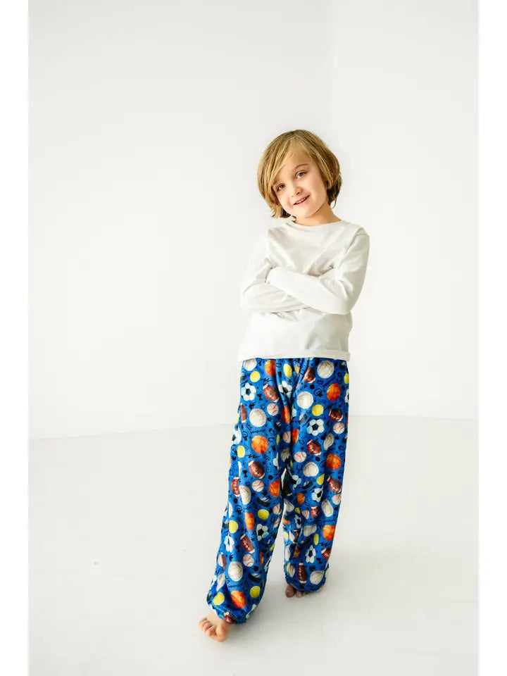 Kids Plush Pants Blue Sports