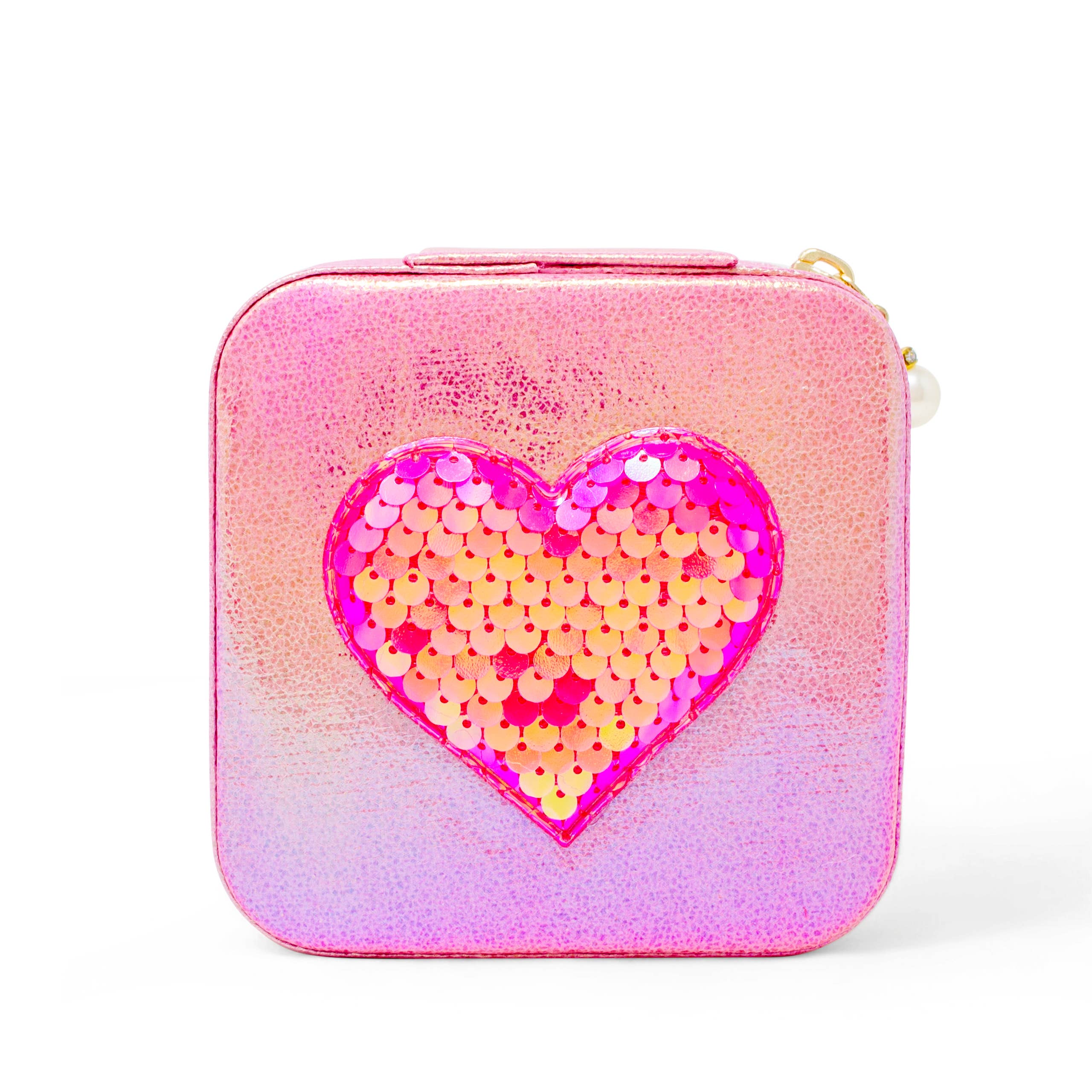 Sparking Sequin Heart Jewelry Box: Hot Pink