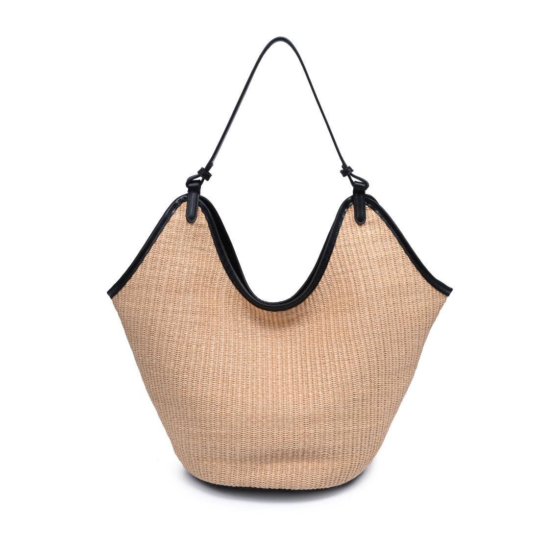Straw Tote with knotted shoulder strap