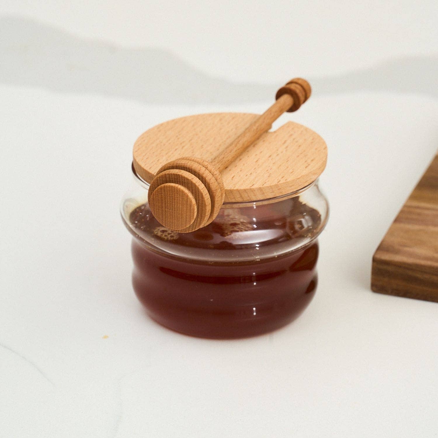 Glass Honey Jar & Wood Dipper