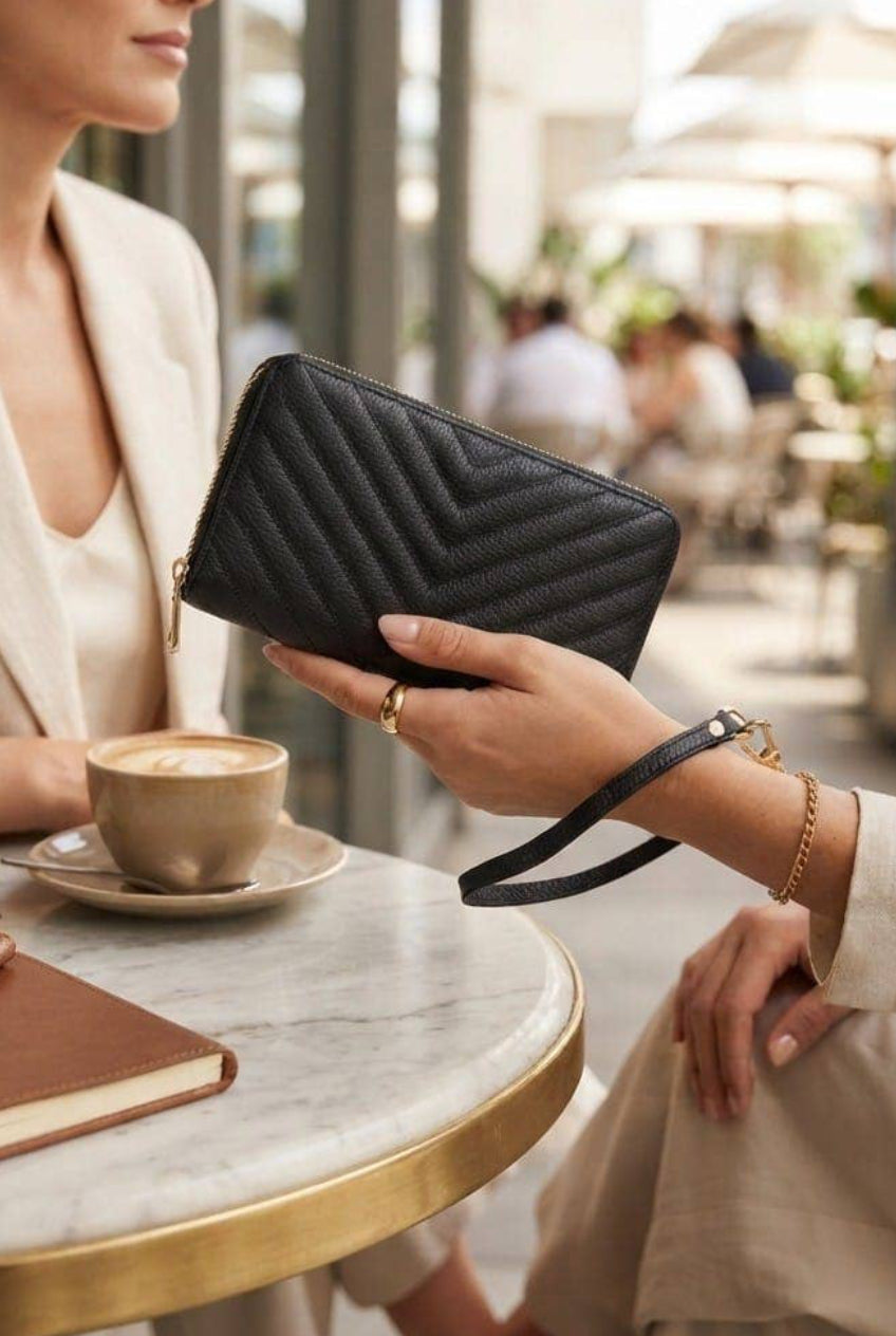 Double Zip Around Wristlet Wallet
