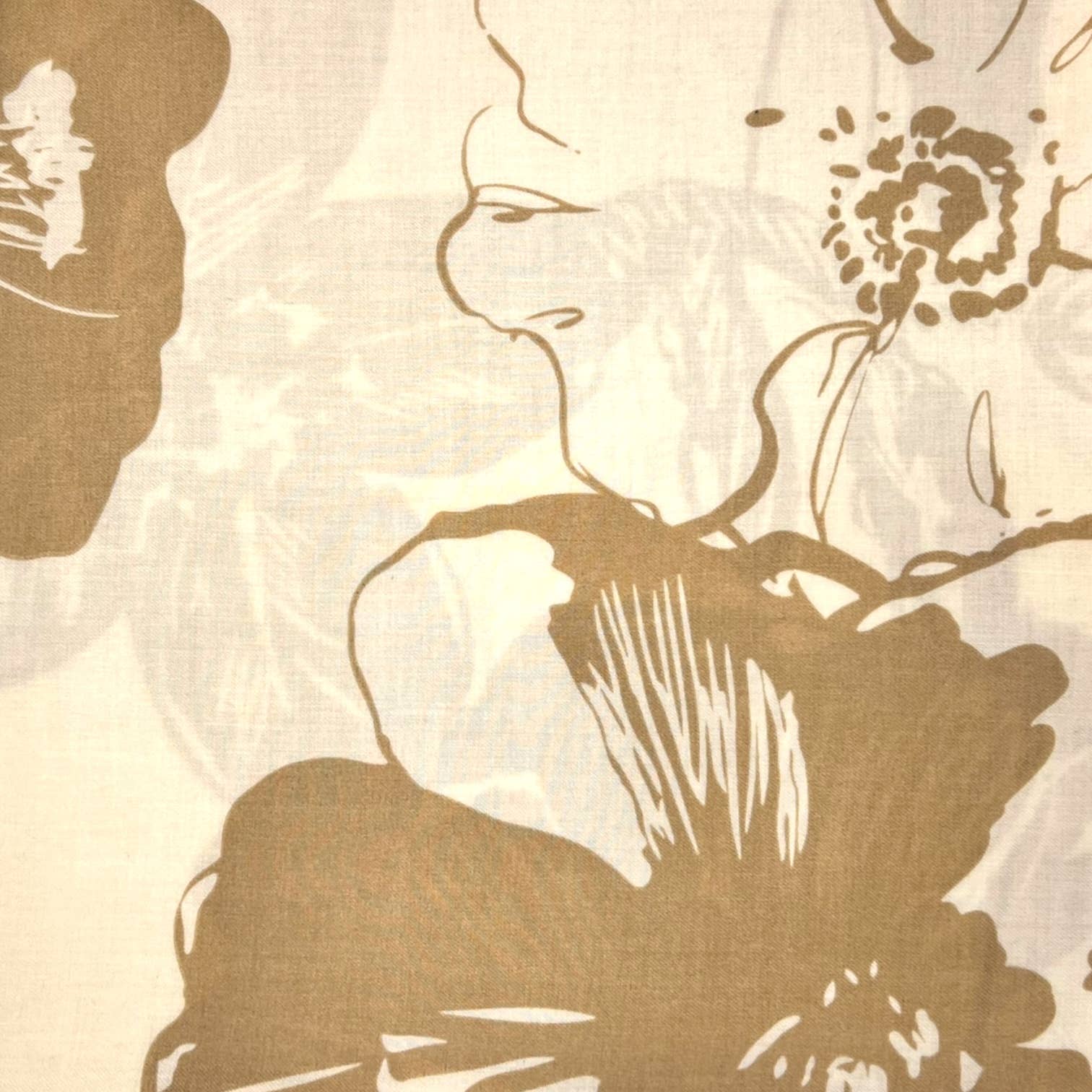 Flower sketch print on medium weight scarf: Beige