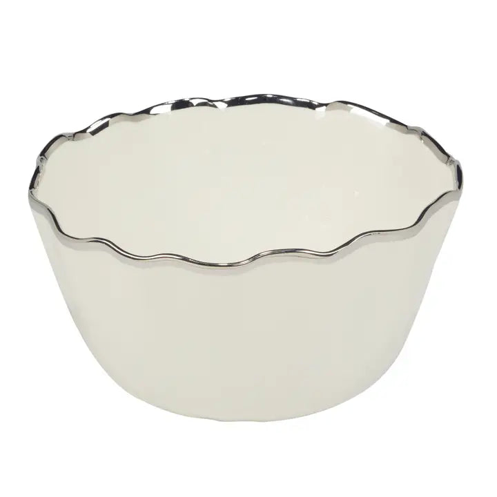 White and Silver Deep Bowl