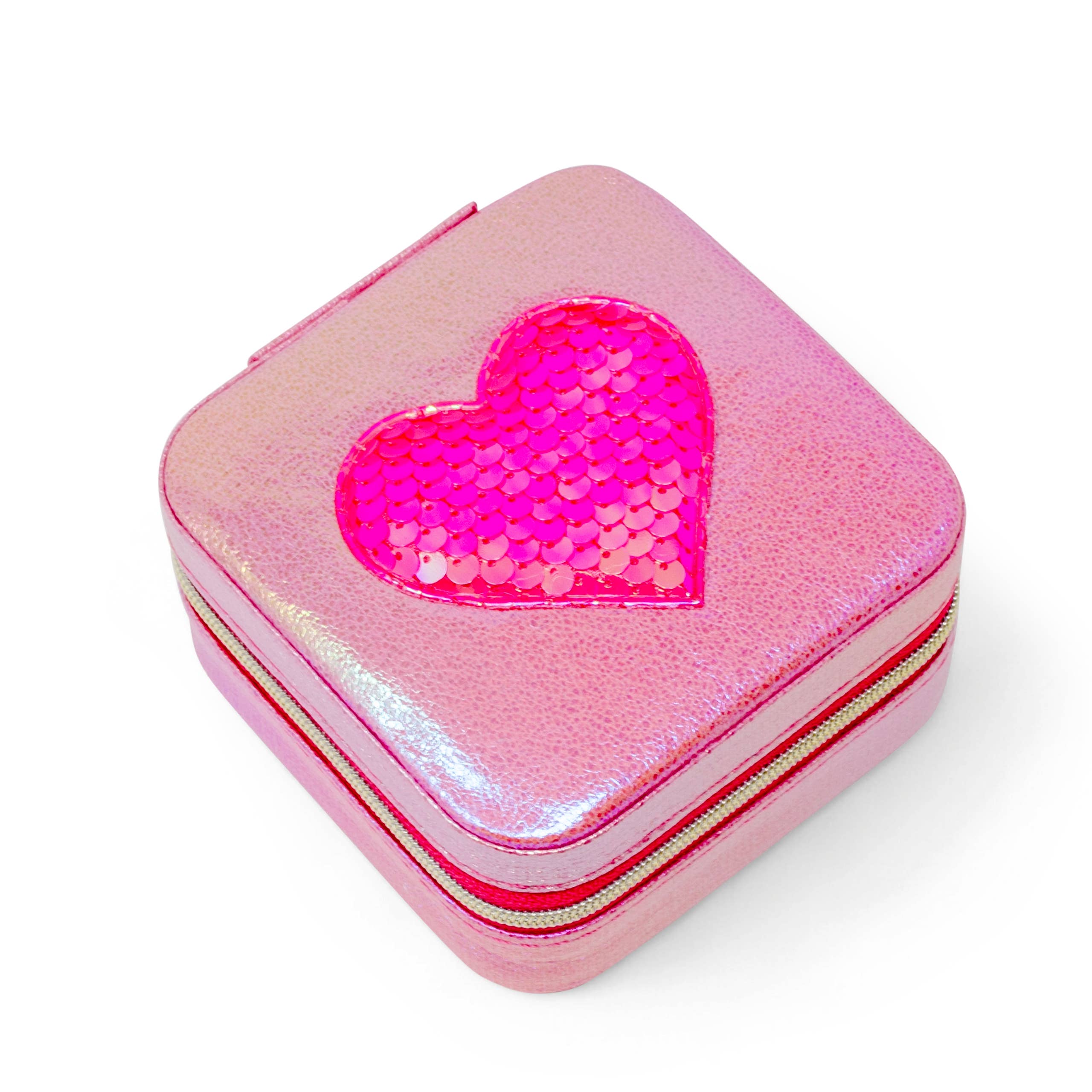 Sparking Sequin Heart Jewelry Box: Hot Pink