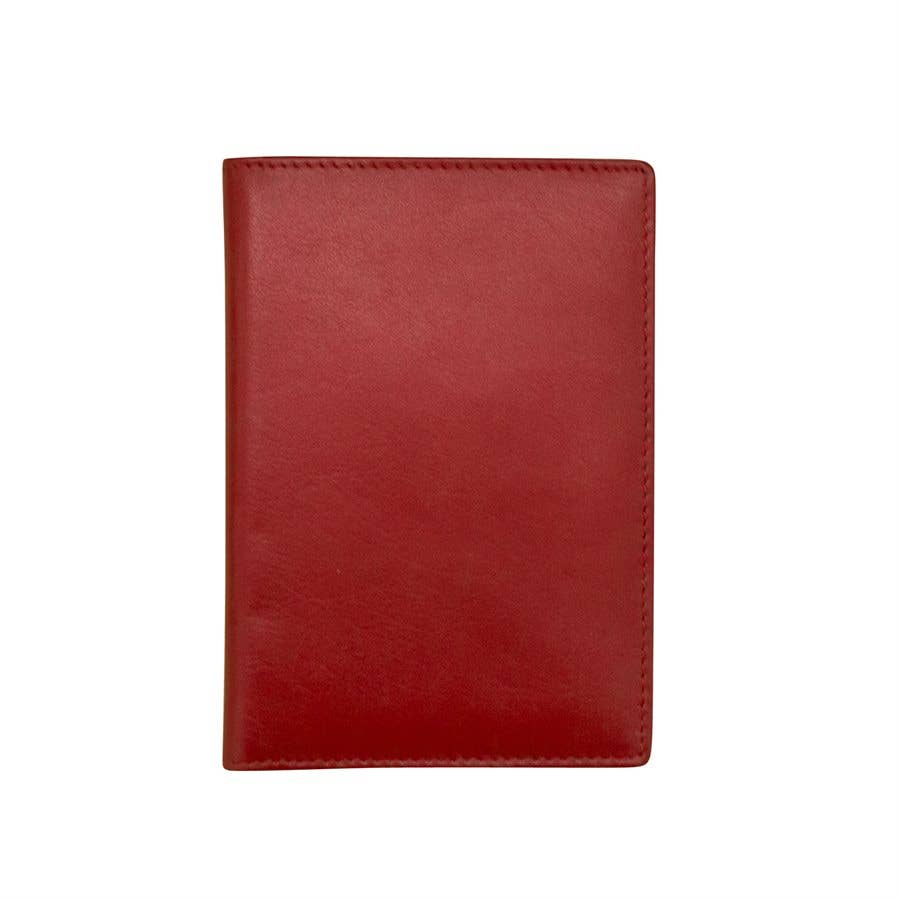 Leather Passport Case with CC Holder - red
