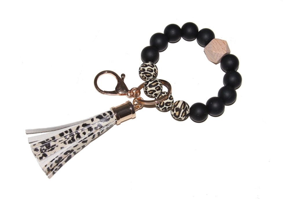 Animal Print beaded key ring bracelet