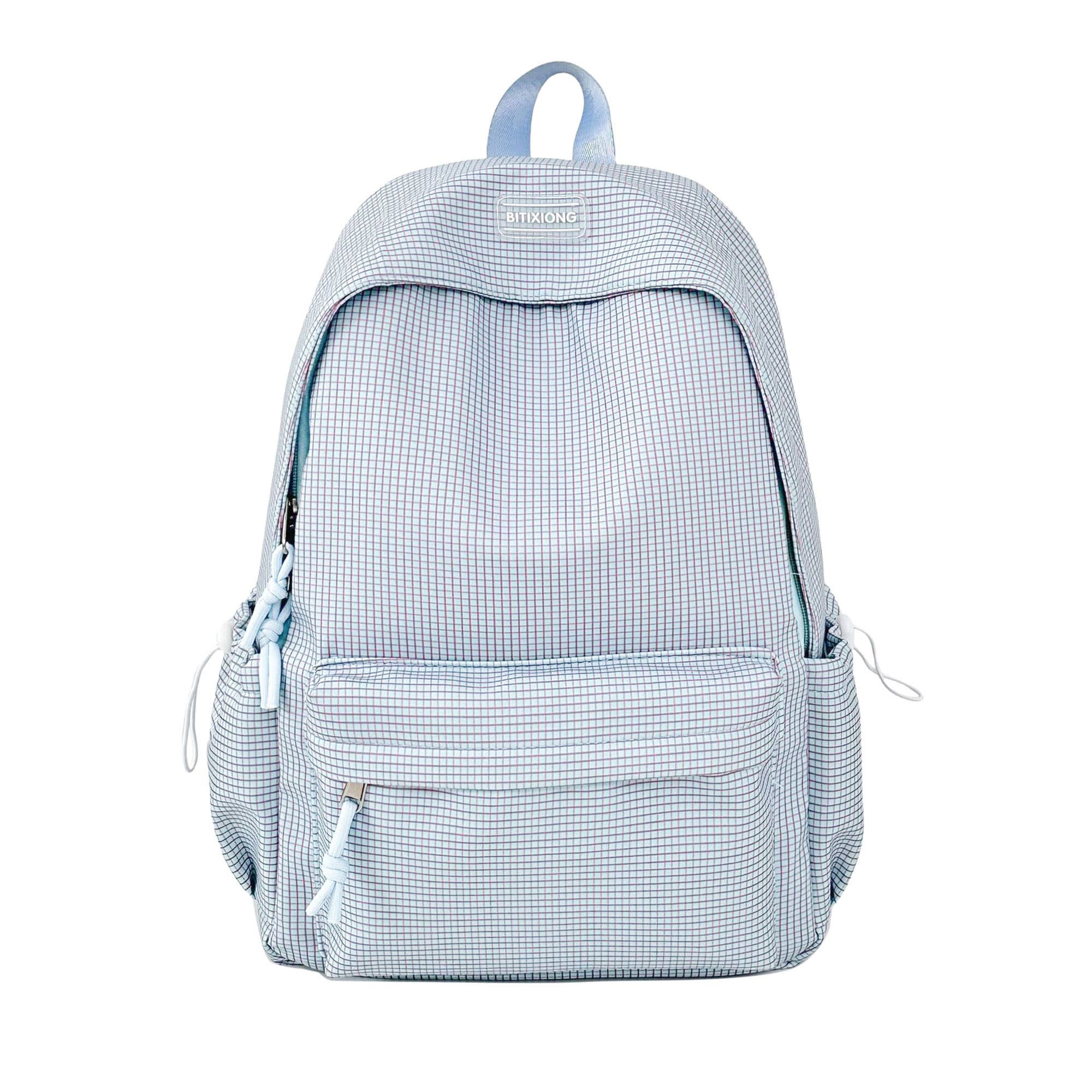 Personalized nylon Backpack for Kids- BLUE Plaid