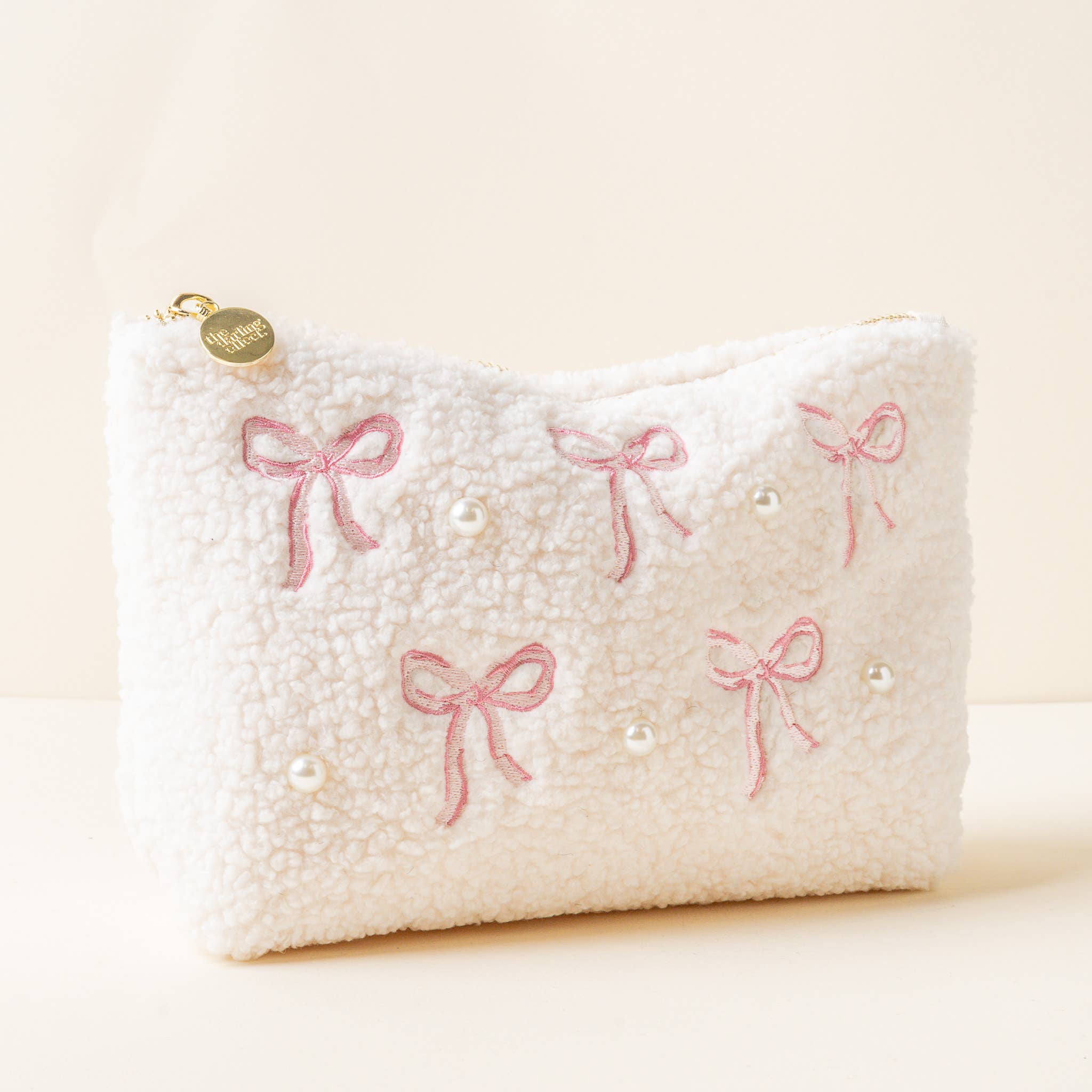 Teddy Pouch-Bows Pink