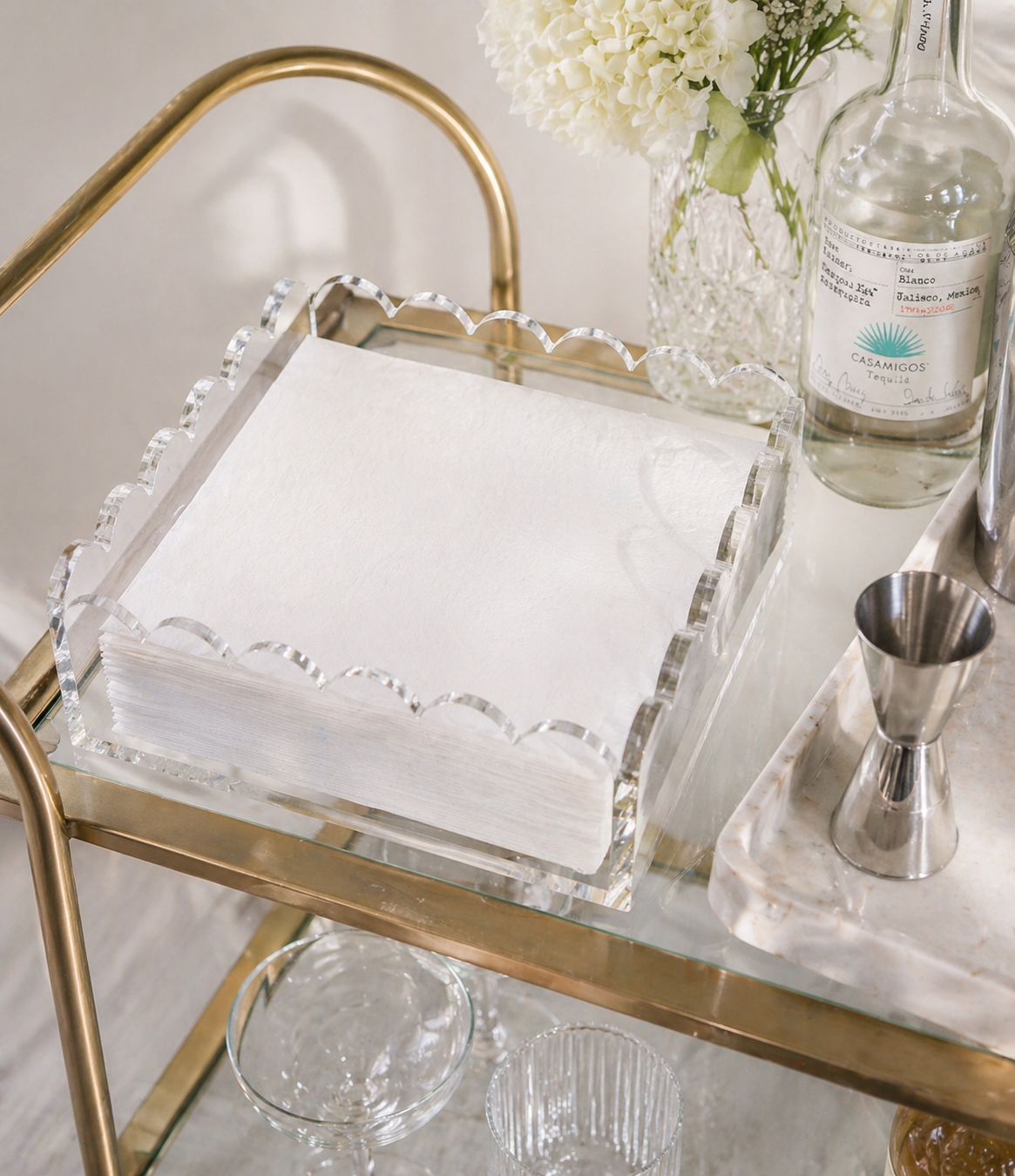 Scalloped Acrylic Lunch and Dinner Napkin Holder