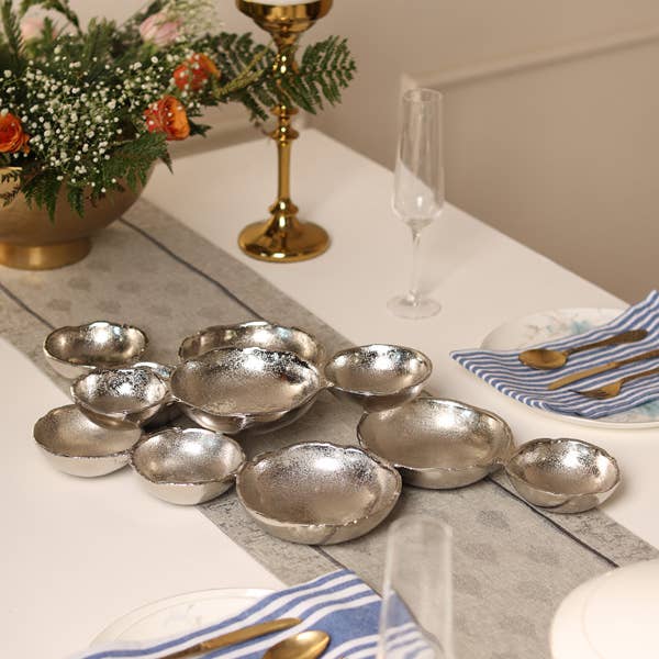 Silver Textured Aluminum 11-bowl Cluster Platter