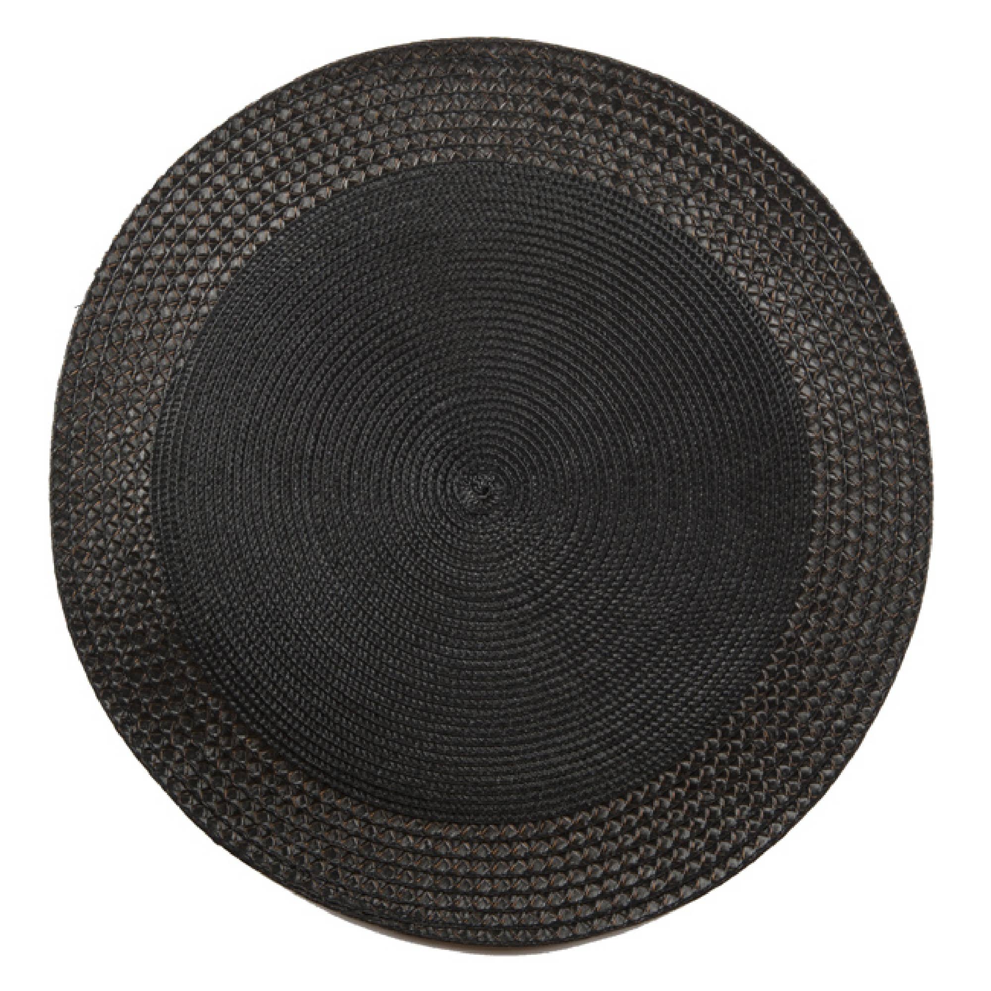 Vinyl Round Placemat With Border - Black