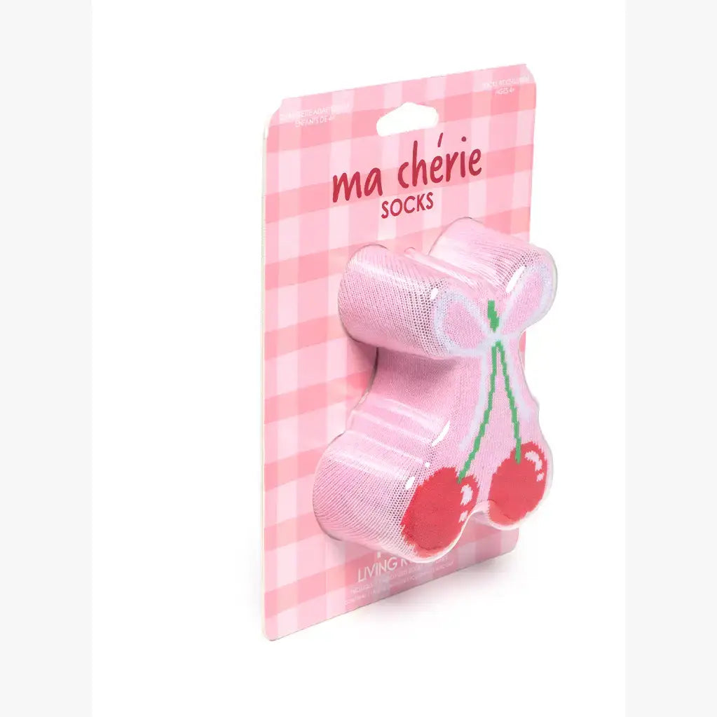 3D Packaged Crew Socks - Kids - Cherries Tied w/ Bow