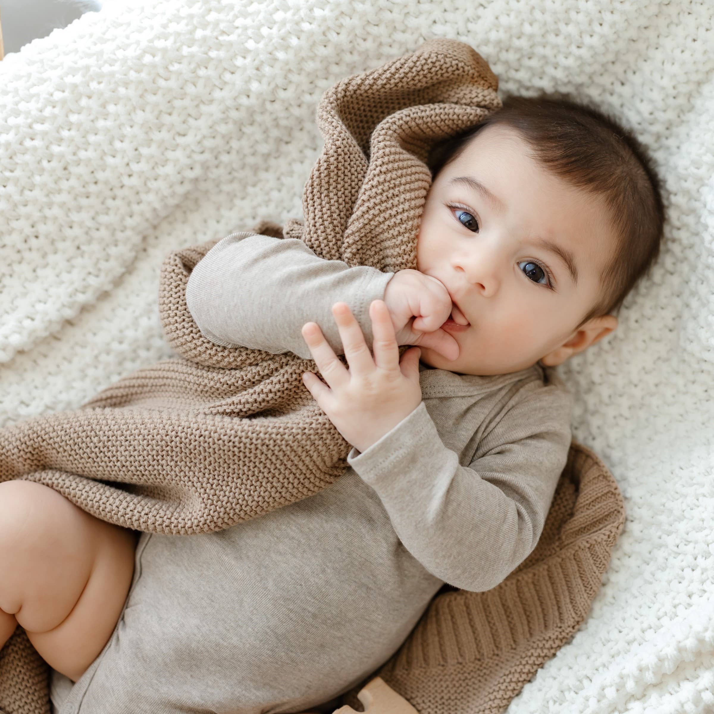 Heritage Knit 100% Organic Cotton Baby Blanket - Oatmeal
