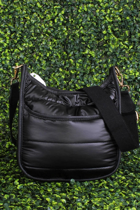 Puffer Quilted Crossbody Bag - Black