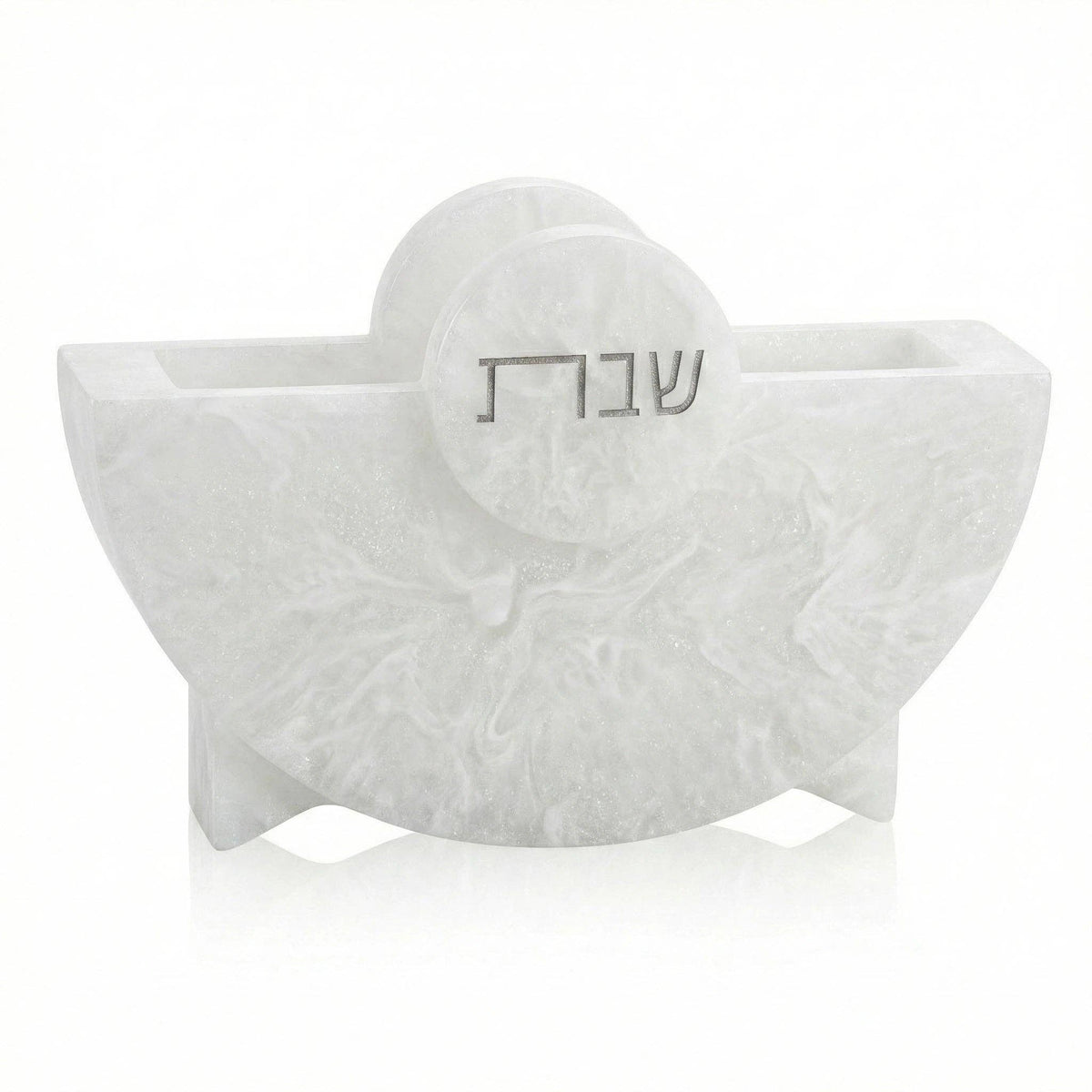 Shabbat Napkin Holder: white marble resin
