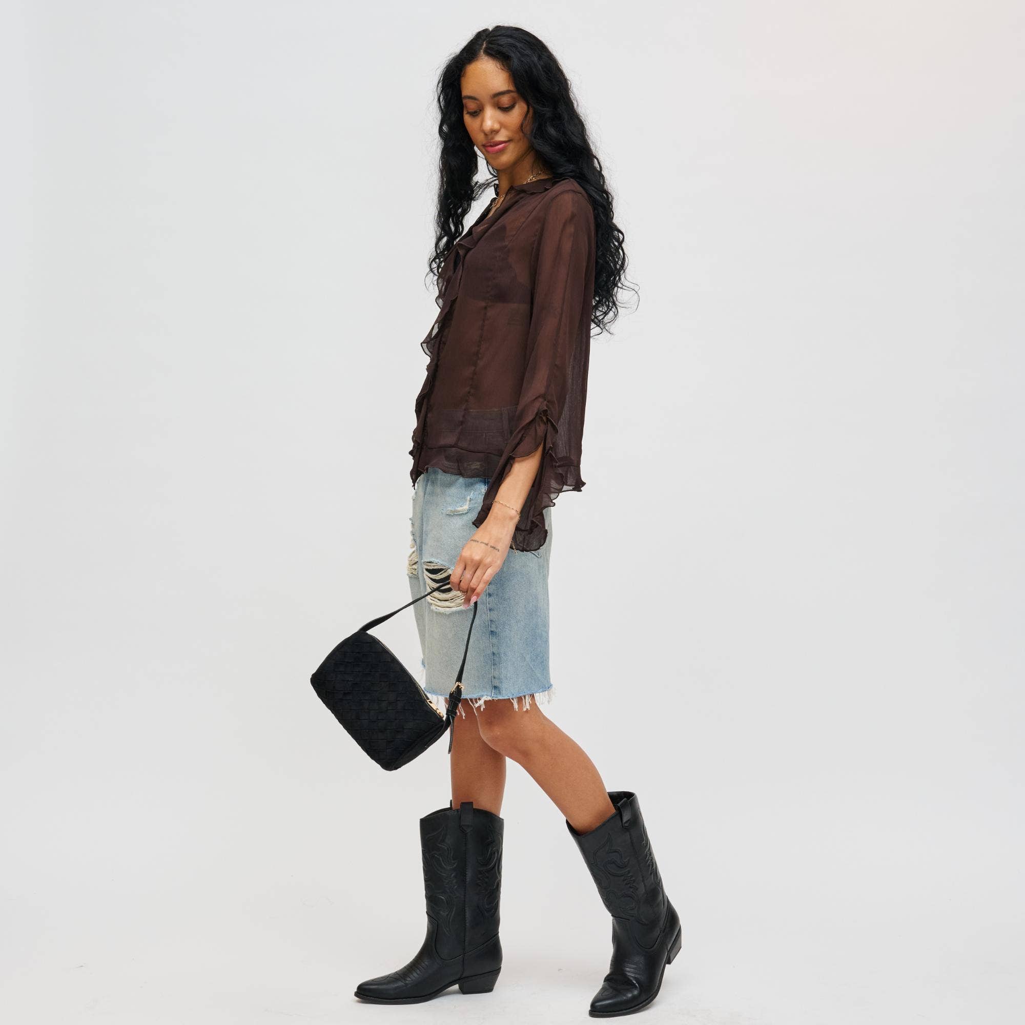 Vegan leather woven Shoulder Bag