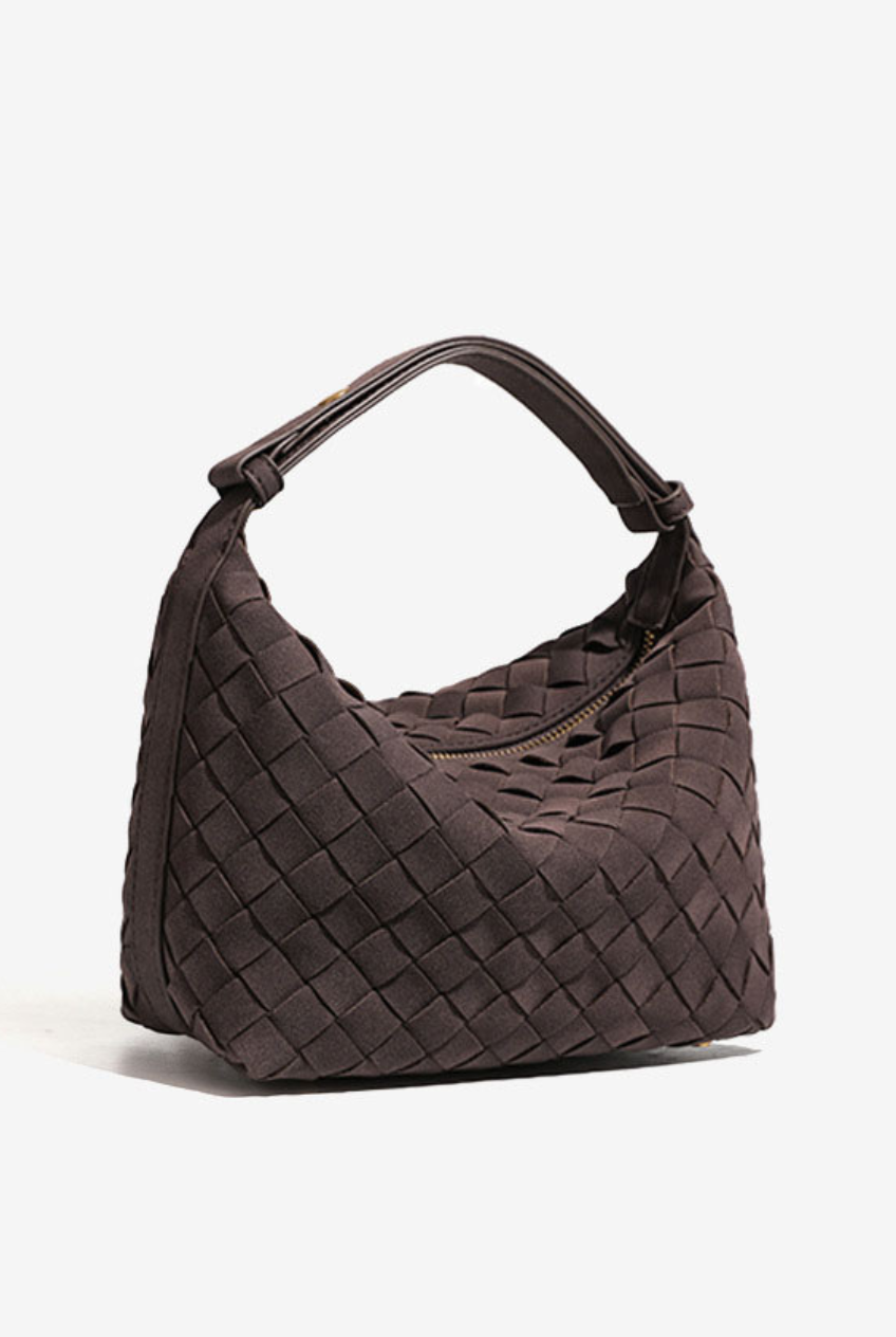 Woven vegan Suede Hobo Bag - espresso