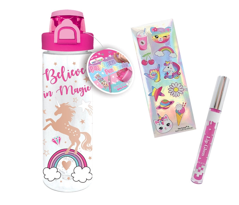 Pop-Open Water Bottle Beauty Fun, Unicorn