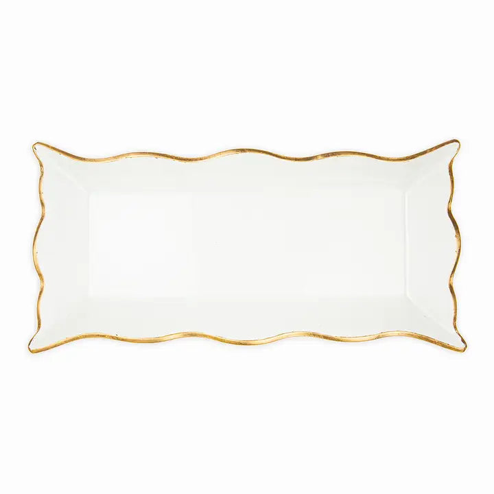 Glass Rectangle Serving Platter w/gold trim