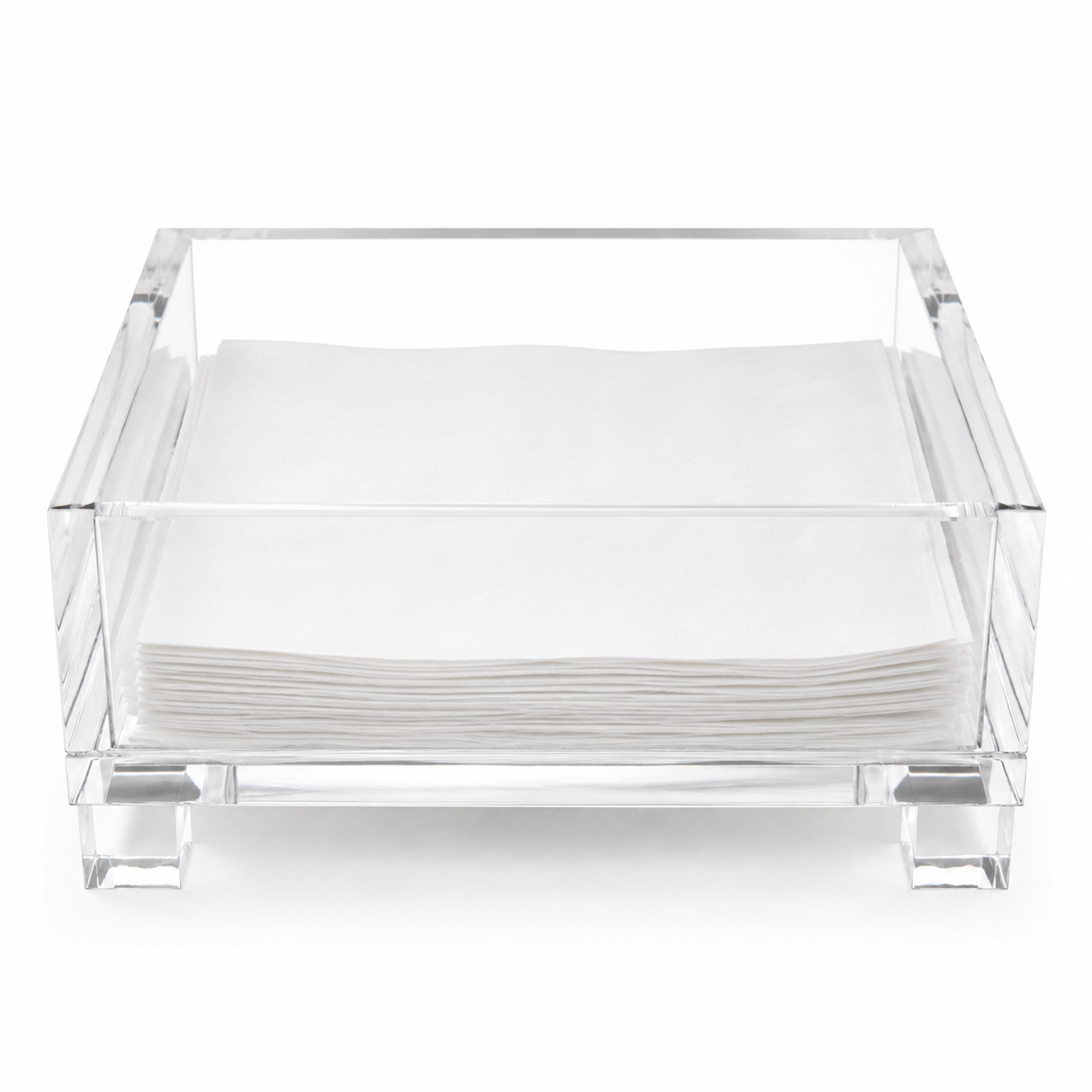Clear Acrylic Cocktail Napkin Holder, Cube Feet