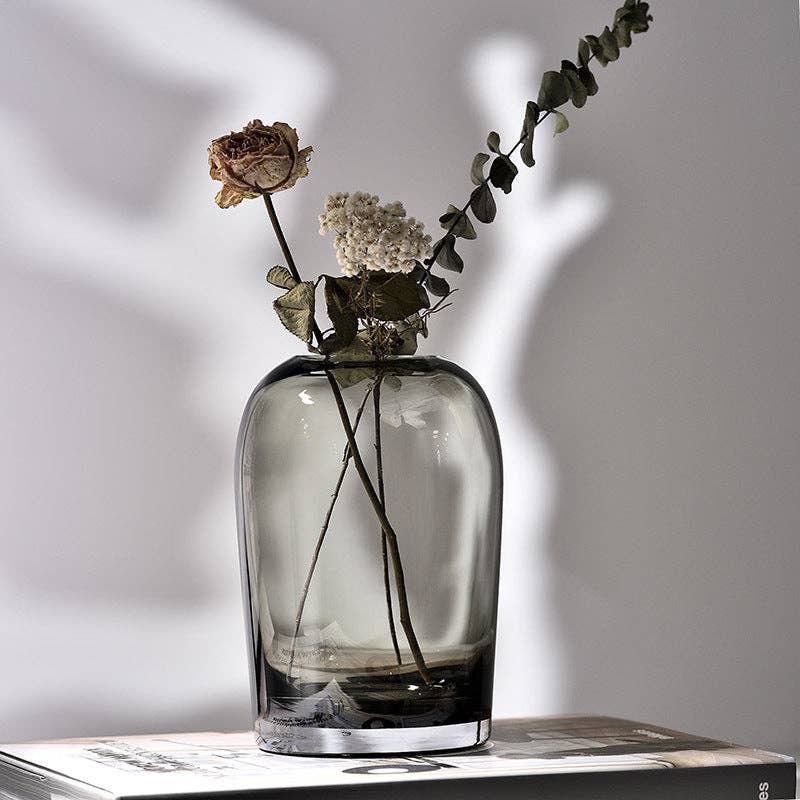 Tall Glass Vase - soot