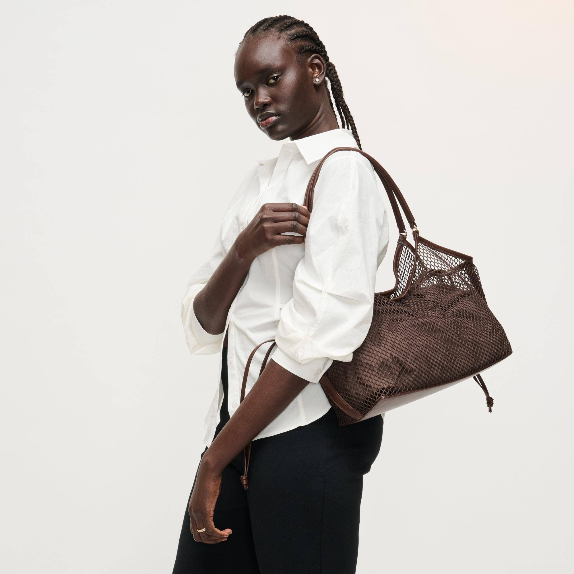 Sac cabas en filet - chocolat