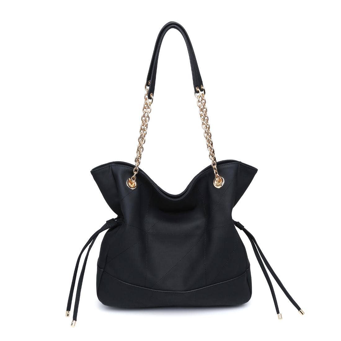 Cinched quilted Tote - black