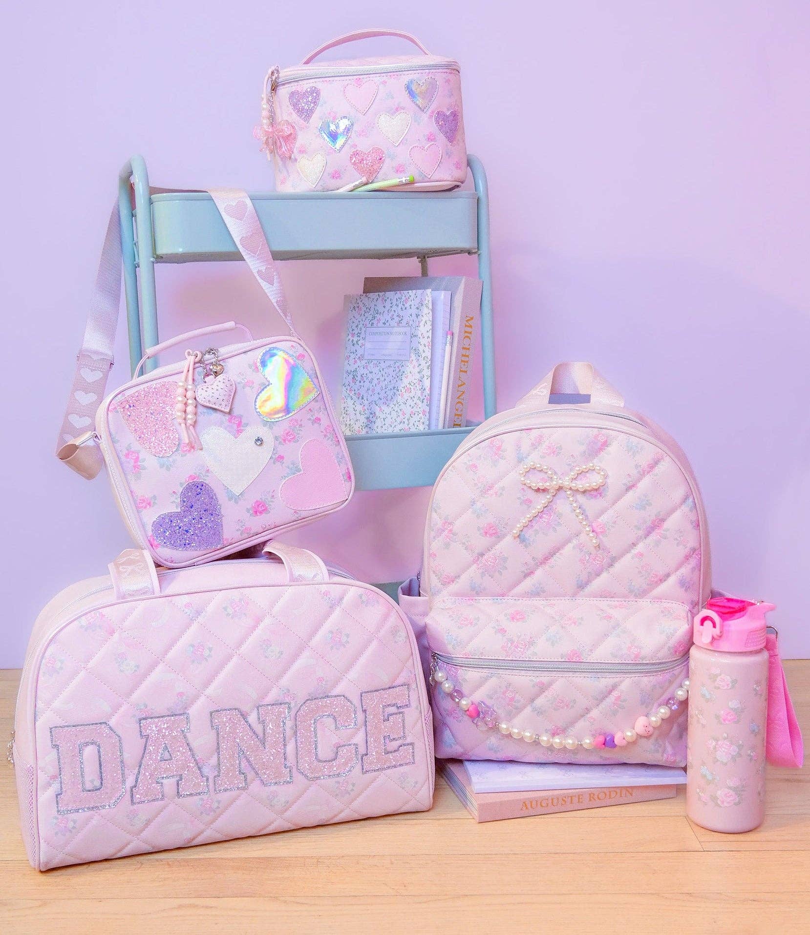 Heart Glitters Floral Lunch Bag with Charm