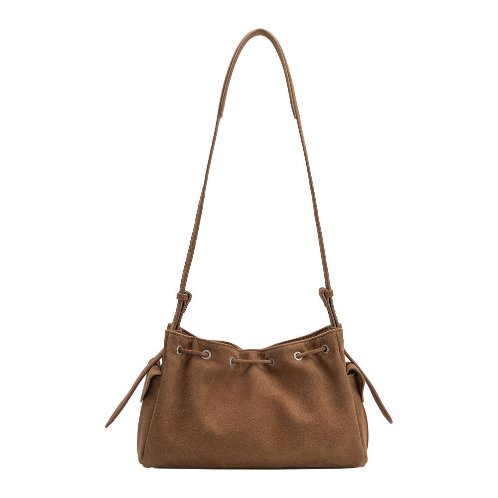 Camel Recycled Vegan Suede Shoulder Bag