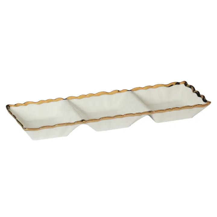 White and Gold 3 section Tray