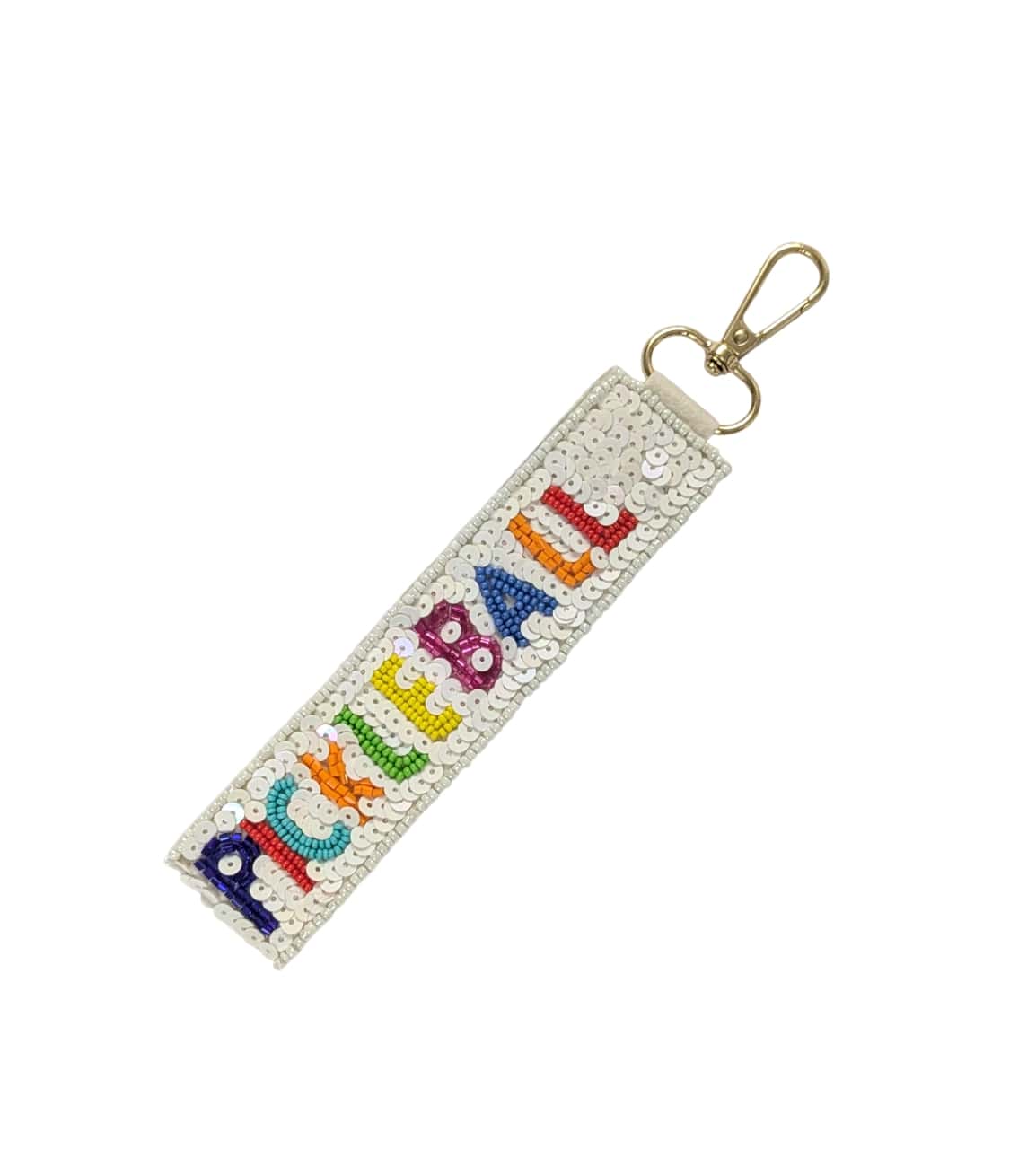 Pickle Ball Beaded Wristlet Strap Key Chain