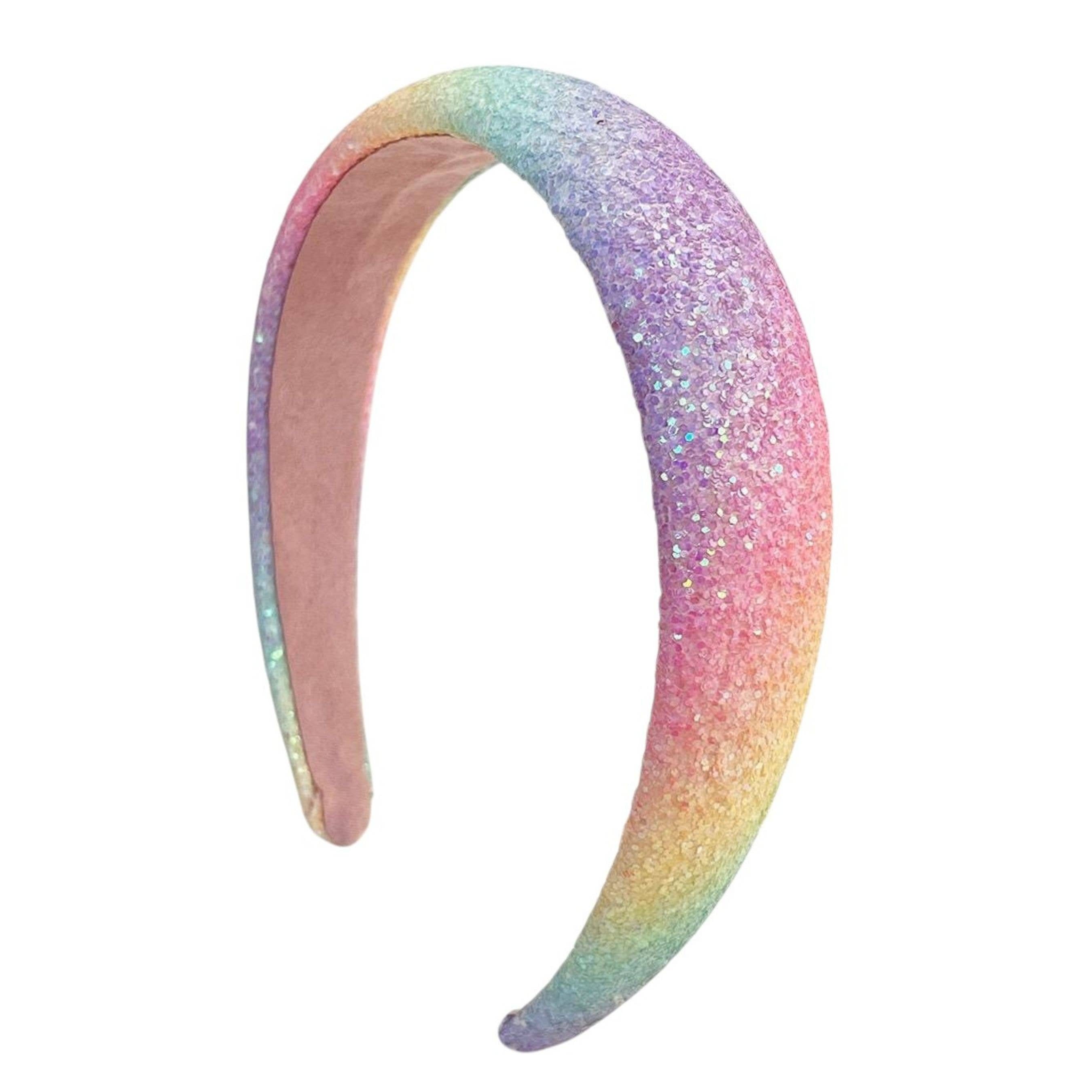 Pastel Rainbow Glitter Girls Sparkly Headband Hair Accessory