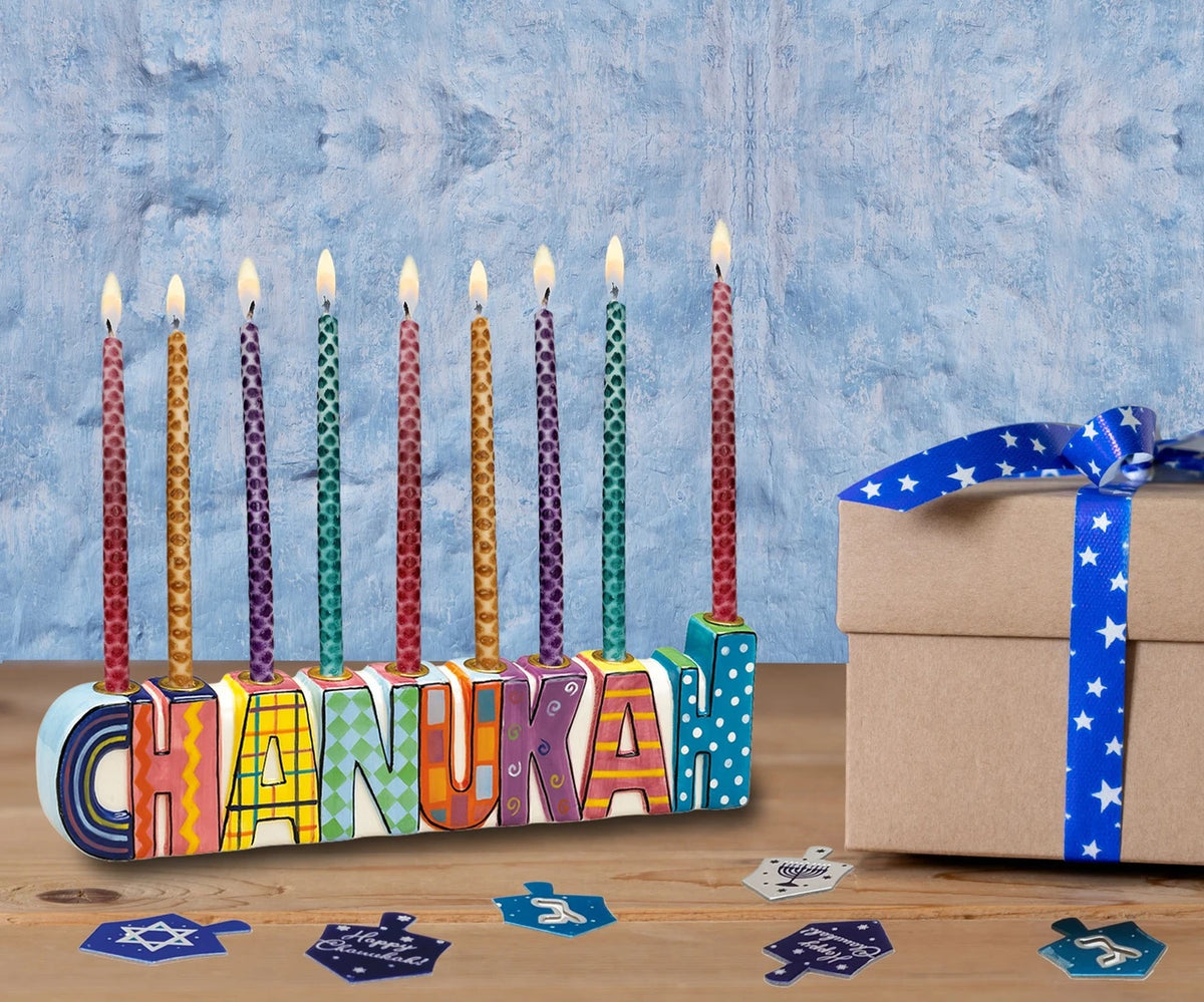CHANUKAH Hand Painted Ceramic Menorah
