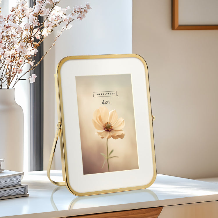 metal curved trim matte photo frame - gold 4x6