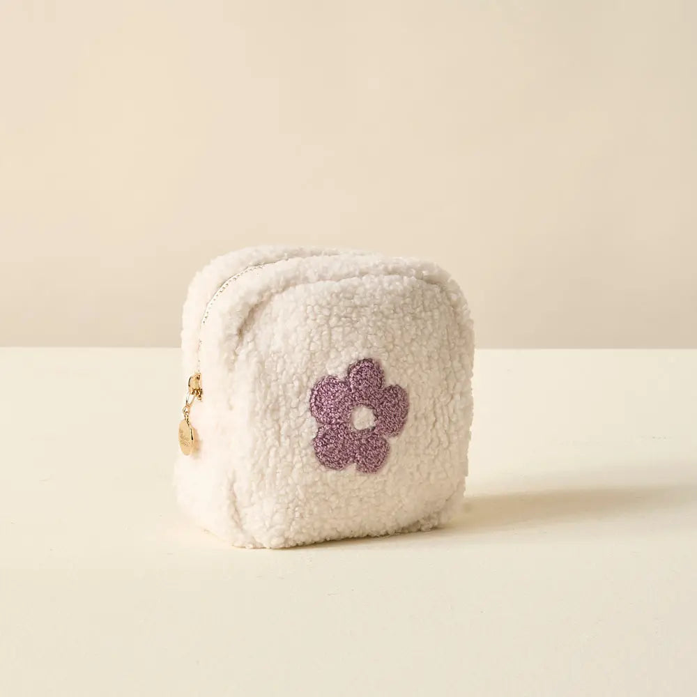Square Teddy Pouch - Purple Flower