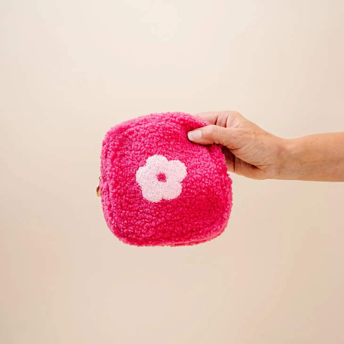 Square Teddy Pouch - Pink Flower