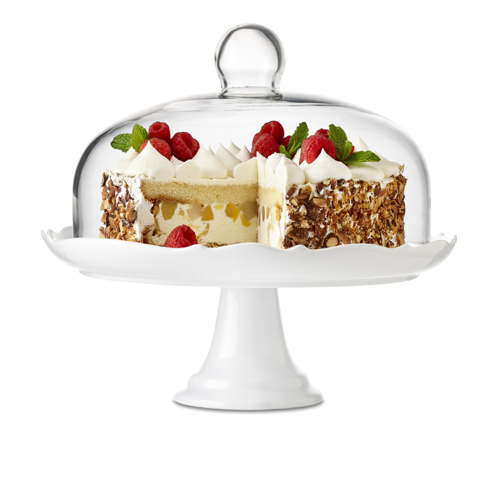 Pedestal Cake Plate and Dome - White