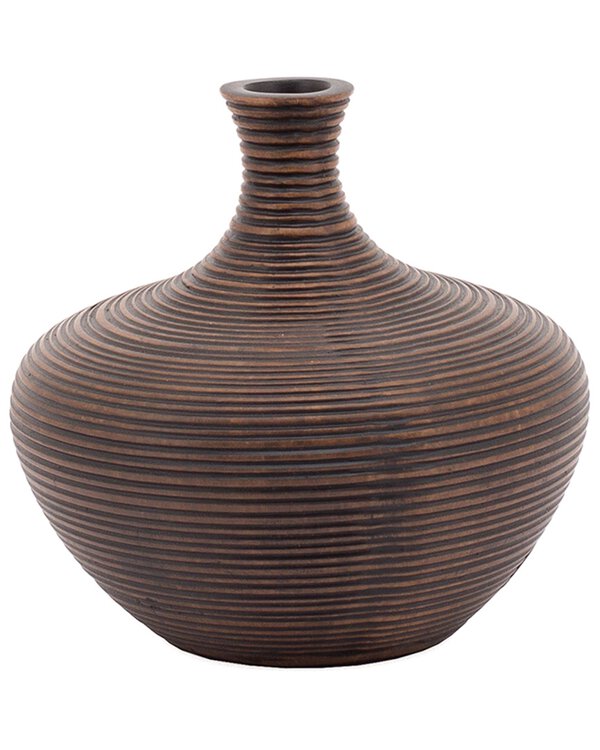 Colombo Ribbed Resin Wide Bulb Vase - Brown