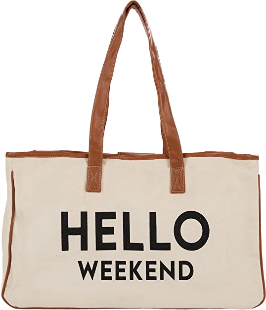 Large Cotton Tote Bag - Hello Weekend