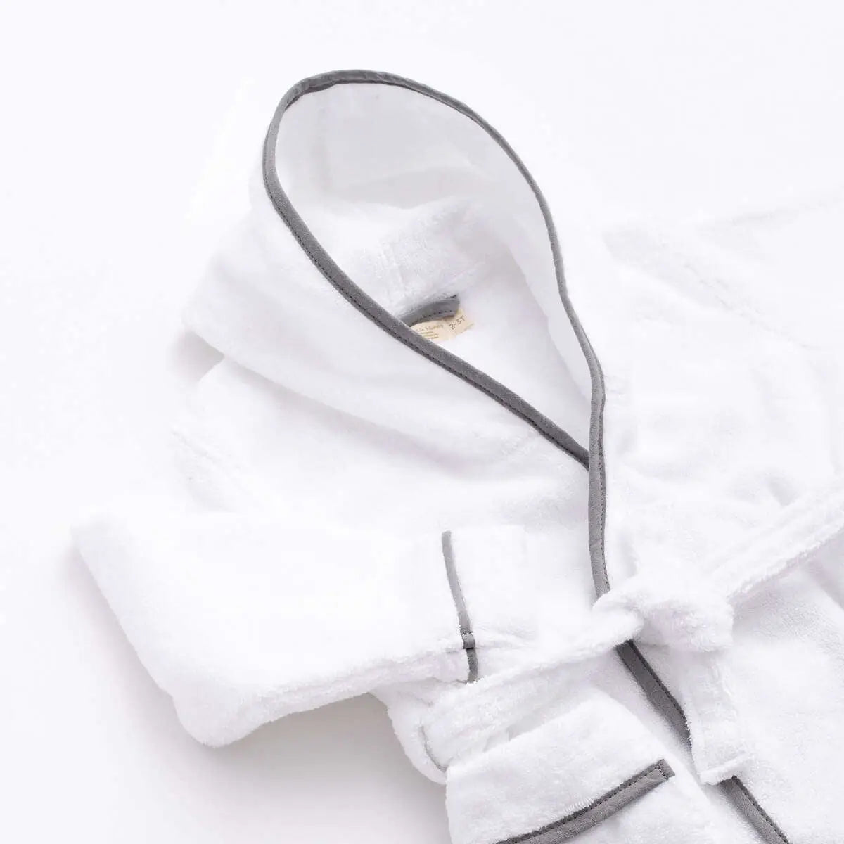 Personalized Terry Bathrobe - White + Grey