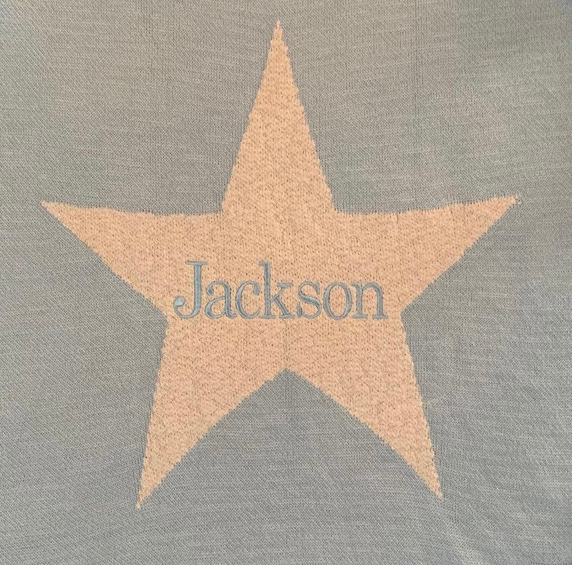 Personalized Blanket - Blue With Cream Star