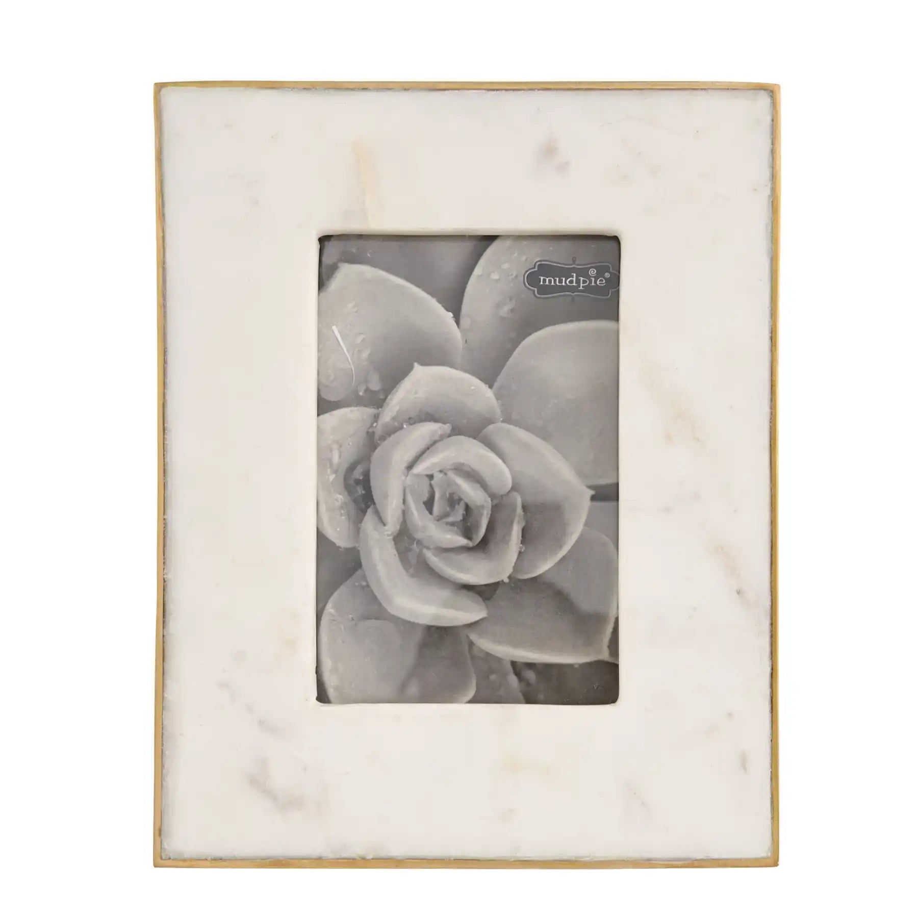 Marble Picture Frame with Gold Trim - 4”x6”