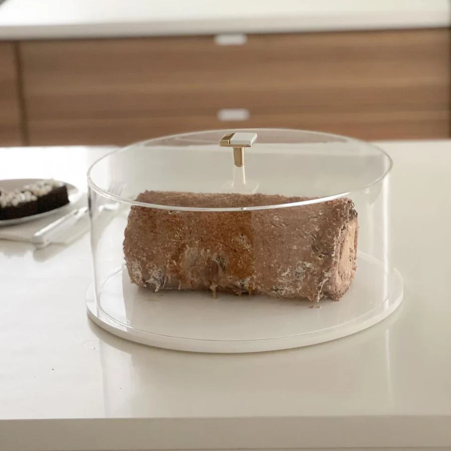 Cake dome with gold metal handle