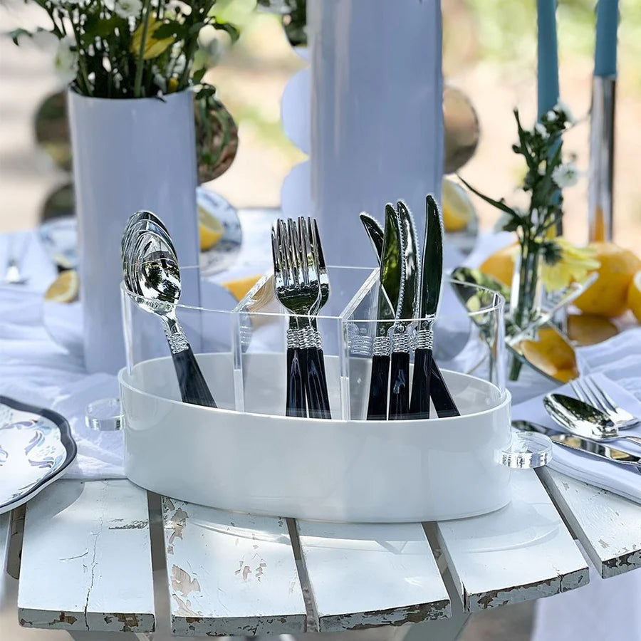 Lucite utensils caddy - clear