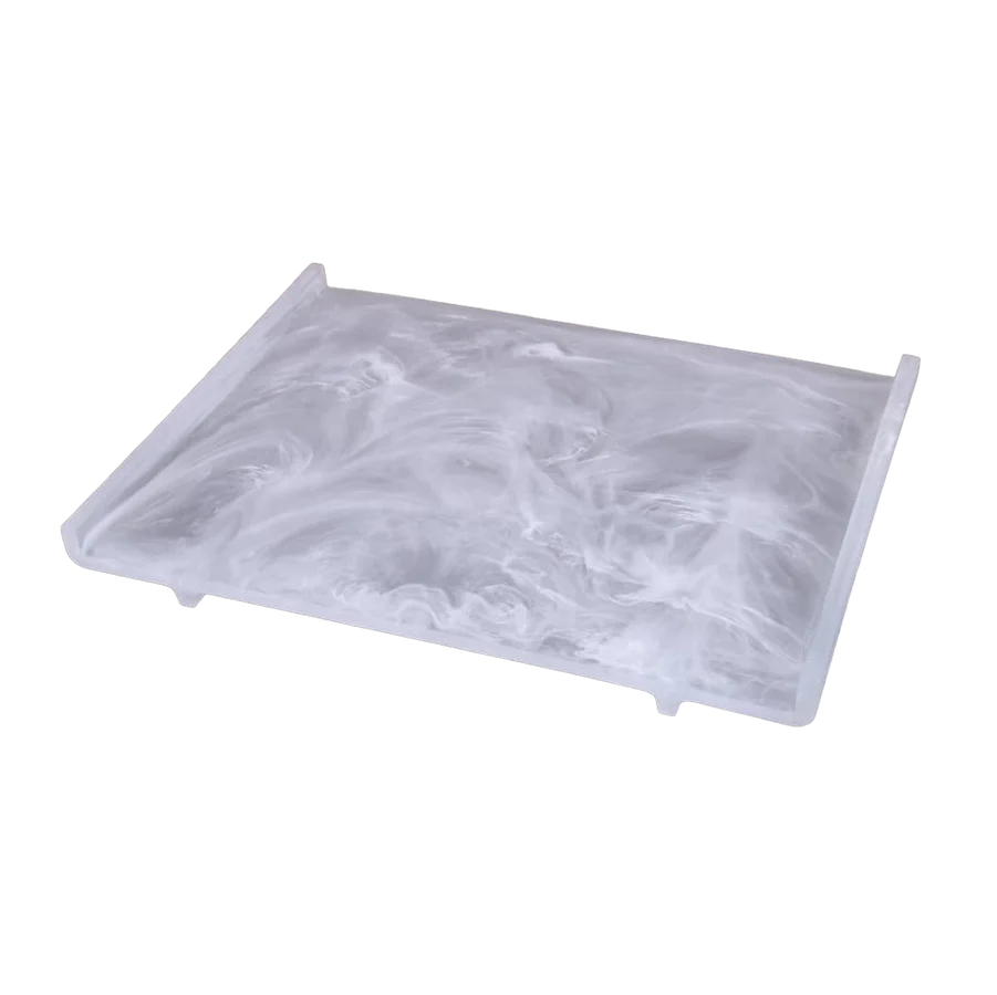 Resin white swirl serving tray