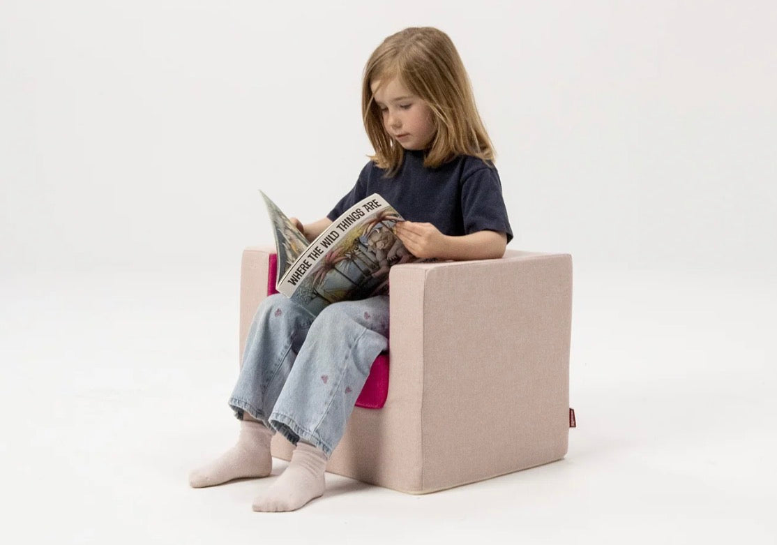 Personalized Upholstered Kid’s Chair - Petal Pink/Hot Pink