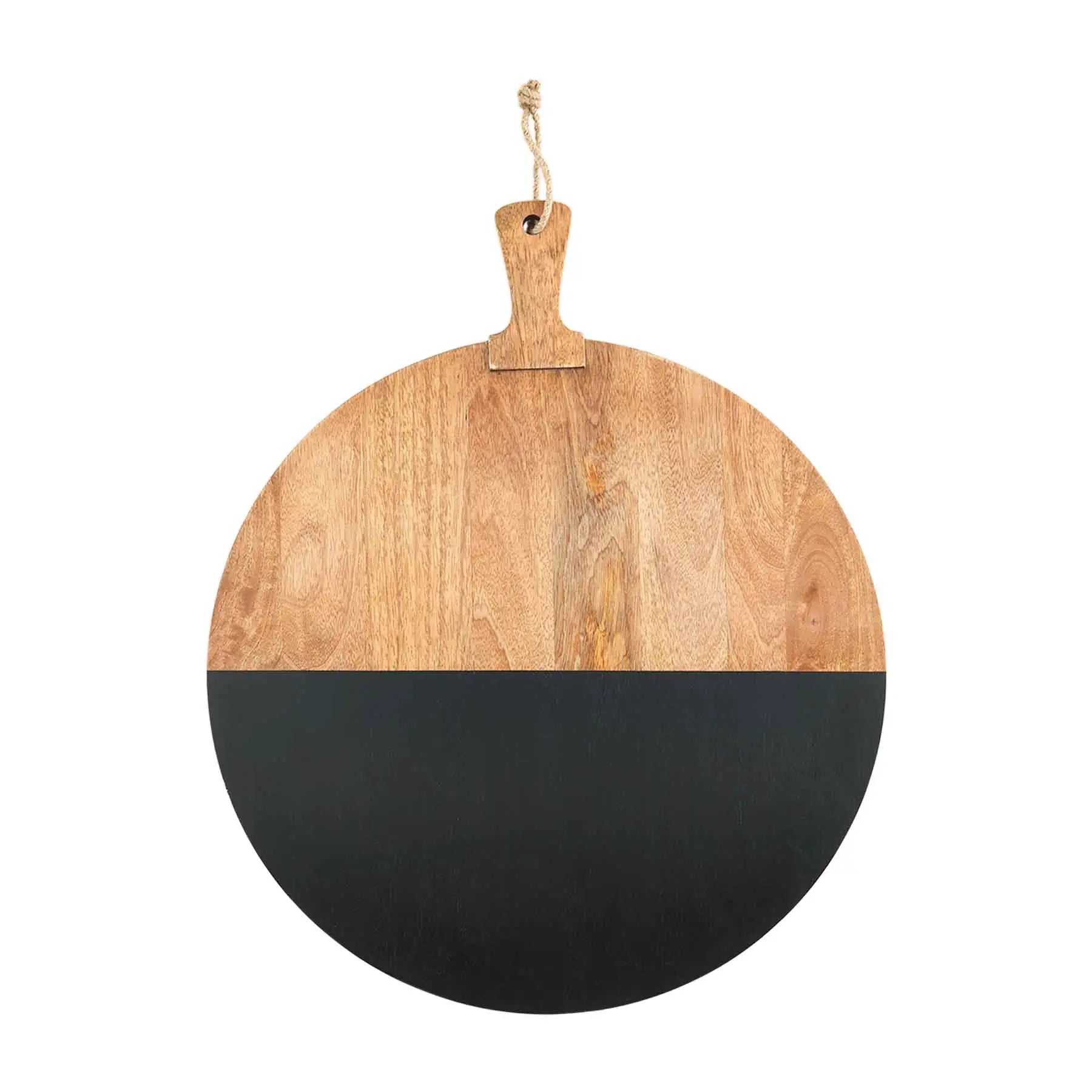 Planche de service ronde en bois noir